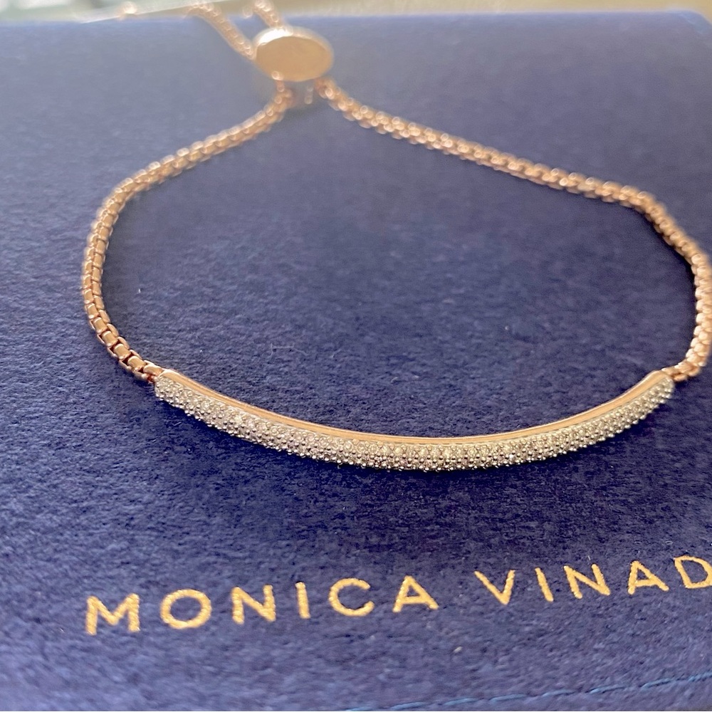 Monica Vinader Stellar Pave Diamond Bar Adjustable Bracelet